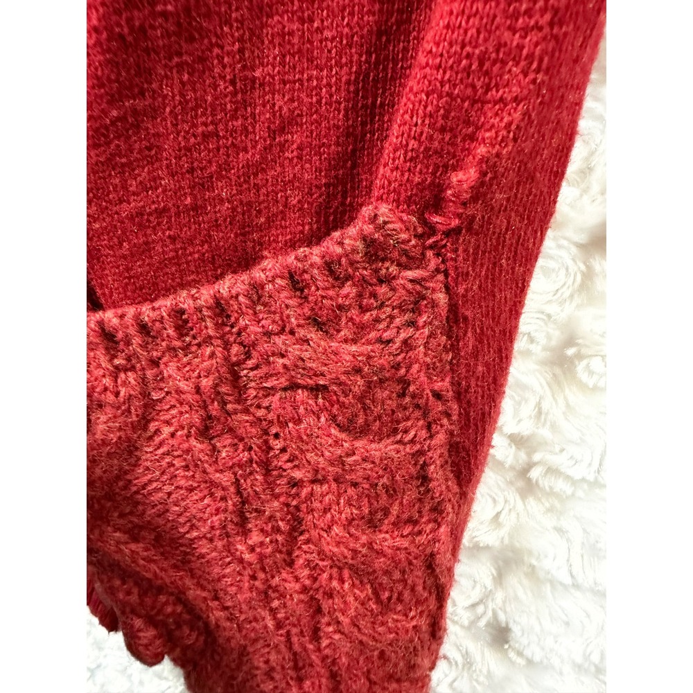 Sleeping on Snow Anthropologie Womens Red Cable Knit Cardigan Sweater Large - Picture 8 of 8